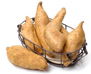 Close-up of Raw sweet potatoes