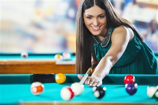 Woman Playing Snooker