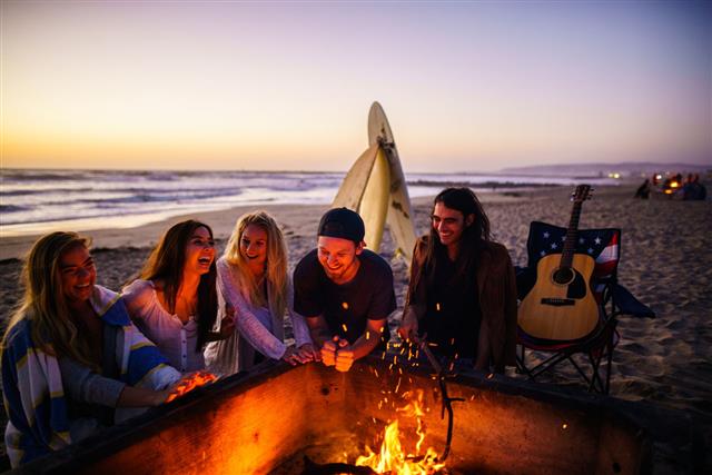 Friends Enjoying At San Diego Beach