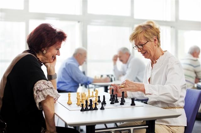 Female Seniors Playing Chess