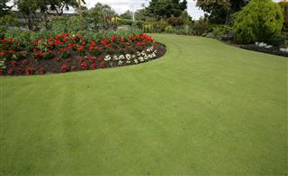Flower Beds And Lush Green Lawn