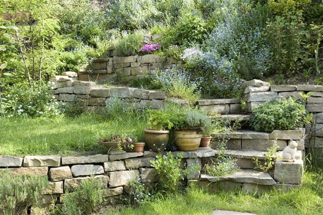Steps In Romantic Country Garden