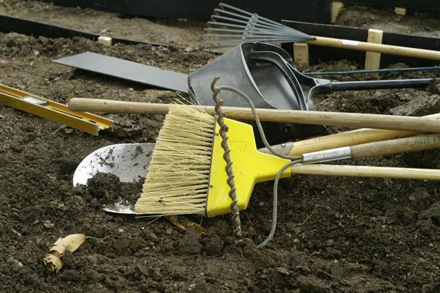 Garden Tools in soil