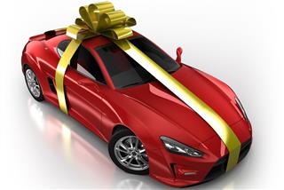 Gift wrapped sports car