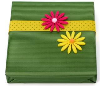 Spring gift with flower decoration