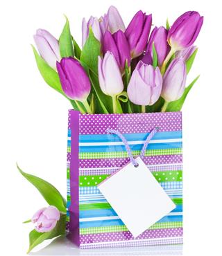 tulip bouquet in gift bag