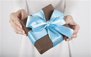 Brown and blue gift