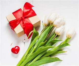tulips and gift box