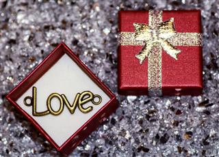 love word in gift box