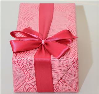 Red gift box with ribbon
