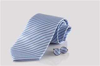 Blue Tie With Cuff Links