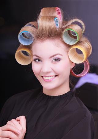 Young Woman With Curlers
