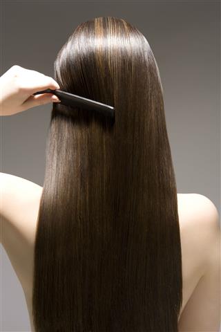 Woman Combing Brown Hair