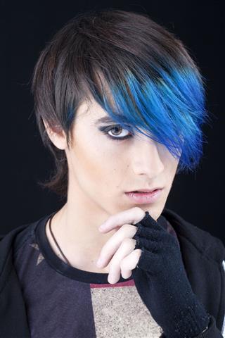 Punk Boy With Blue Highlights In Hair