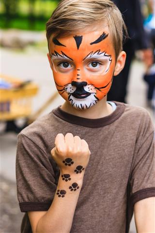 Boy With Face Painting Tiger