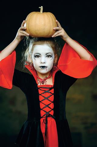 Gothic Little Beauty With Pumpkin