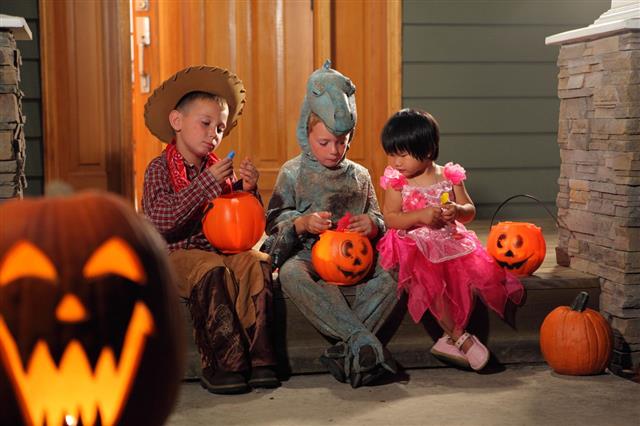 Children Eating Halloween Candy