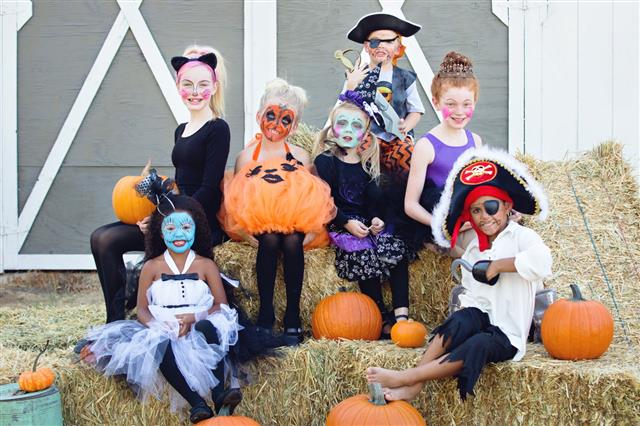 Group Of Children At Halloween Party