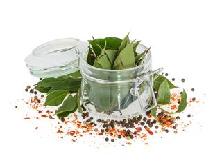 Bay Leaves And Spices Isolated