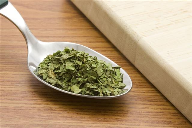 Spoonful Of Chopped Coriander Leaves