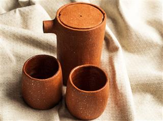 Red Clay Pots Placed On