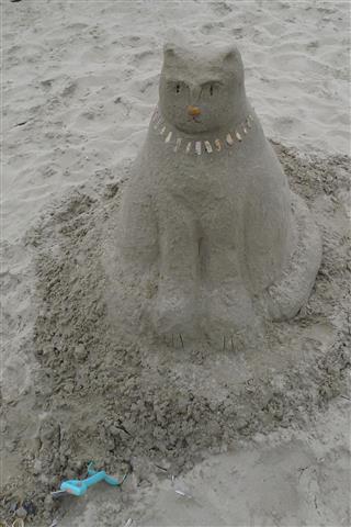 Sand Sculpture Of A Cat