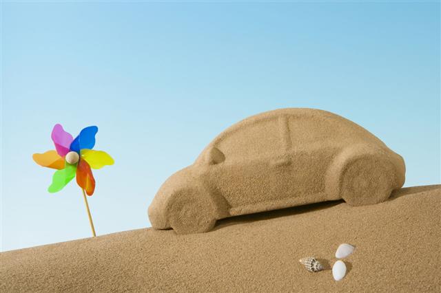 Sand Sculpture Of Car