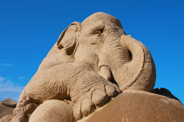 Sand Sculpture Of Elephant