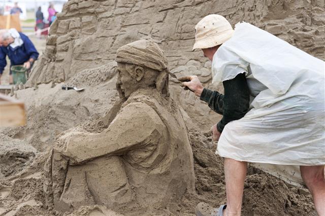 Sitting Soldier Sand Sculpture