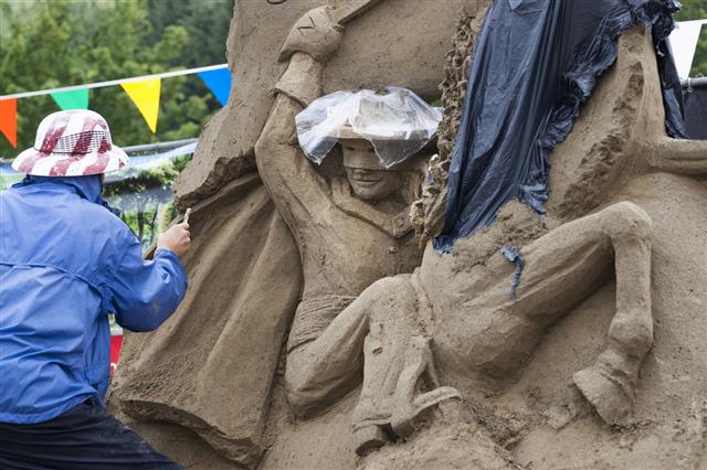 Sand Sculpture Being Created