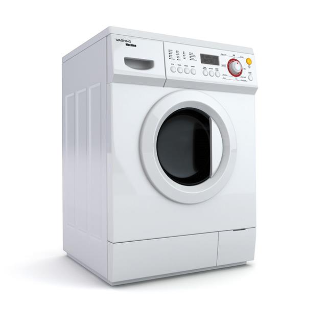 Washing Machine On White Isolated Background
