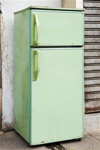 A Picture Of A Green Refrigerator