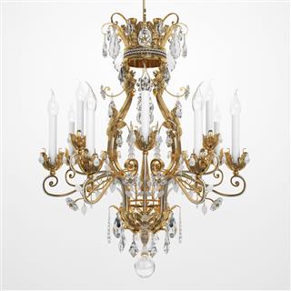 Brass And Glass Chandelier