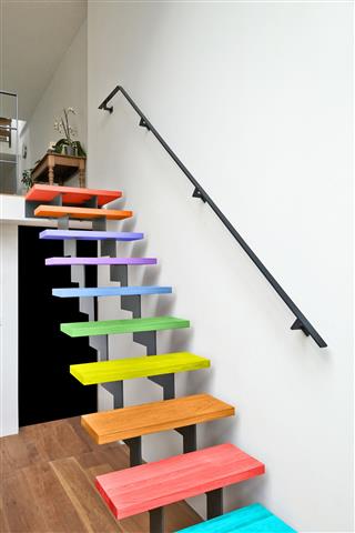 Multi Colored Hardwood Stairs