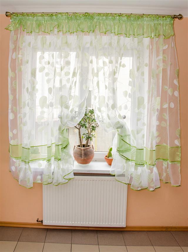 Light Fabric Curtains In Sunshine Day