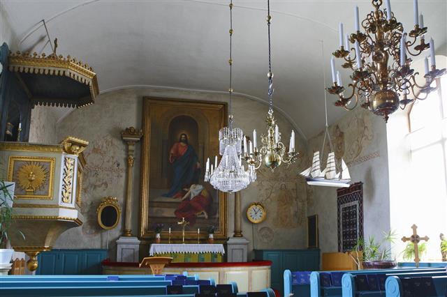 Country Church Interior In Aland Islands