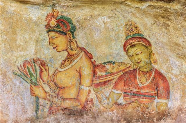 Ancient Fresco In The Cave Temple
