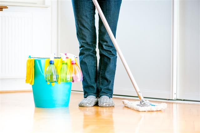 Cleaning Kitchen Floor With Mop