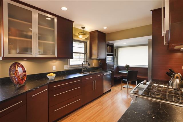 Home Kitchen With Wood Cabinet