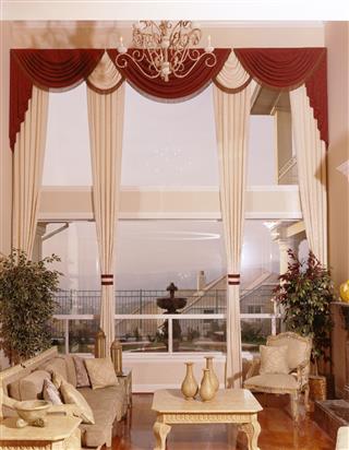 Living Room With Elegant Window Drapes