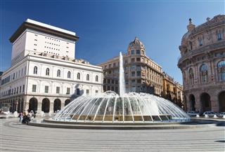 Fountain In Square In Genova Italy