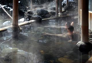 Men Relaxing In Hot Japanese Dos