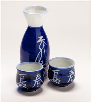 Sake Flask And Cups