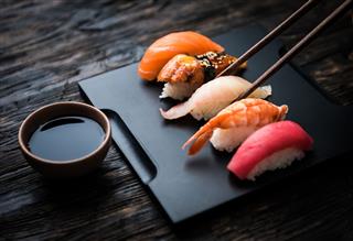 Sashimi Sushi Set With Chopsticks