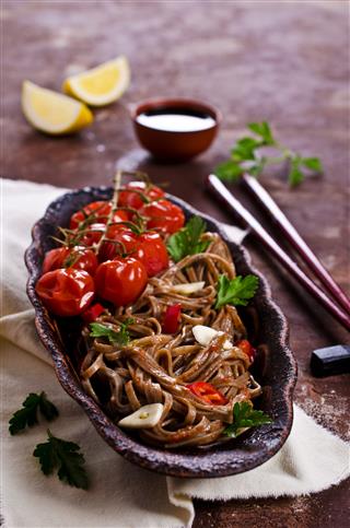 Buckwheat Noodles With Vegetables