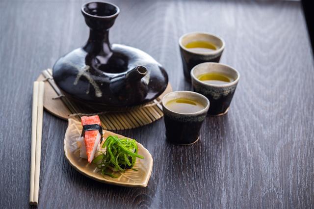 Tea Set And Sushi
