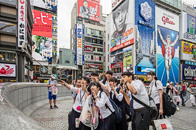 Students Selfie In Center Of Osaka