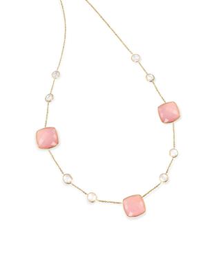 Pink Gemstone Diamond Necklace With Chain