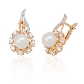 Earring With Pearl And Diamonds