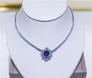 Blue Diamond Sapphire Necklace